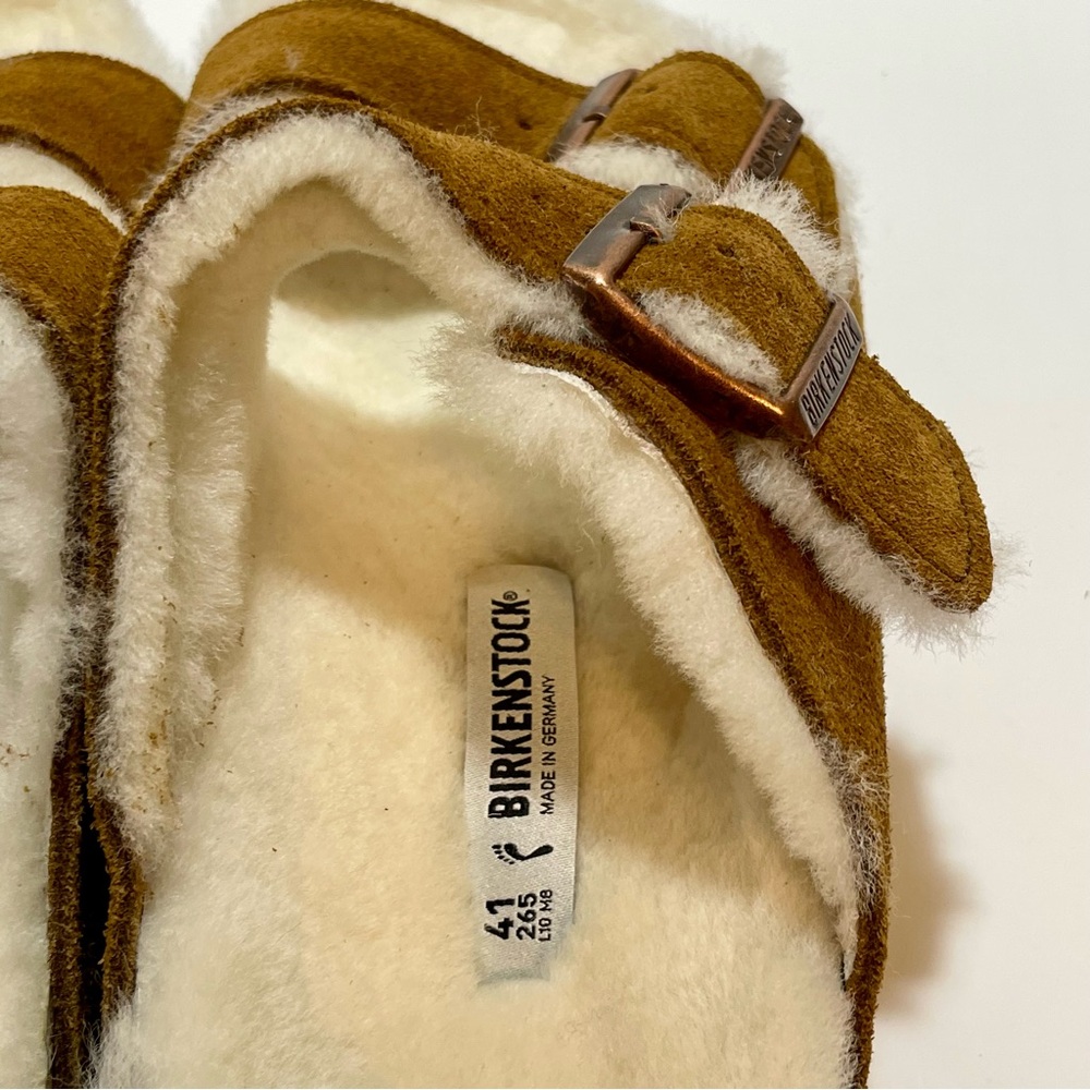 Birkenstock Arizona Shearling Tan Suede 10 Women's US NWOT - Picture 4 of 14
